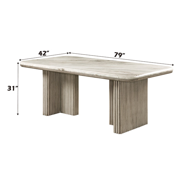 ACME Charity Natural Marble Top & Gray Oak Dining Table Model DN03085