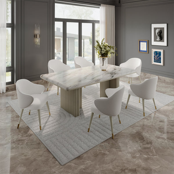 ACME Charity Natural Marble Top & Gray Oak Dining Table Model DN03085
