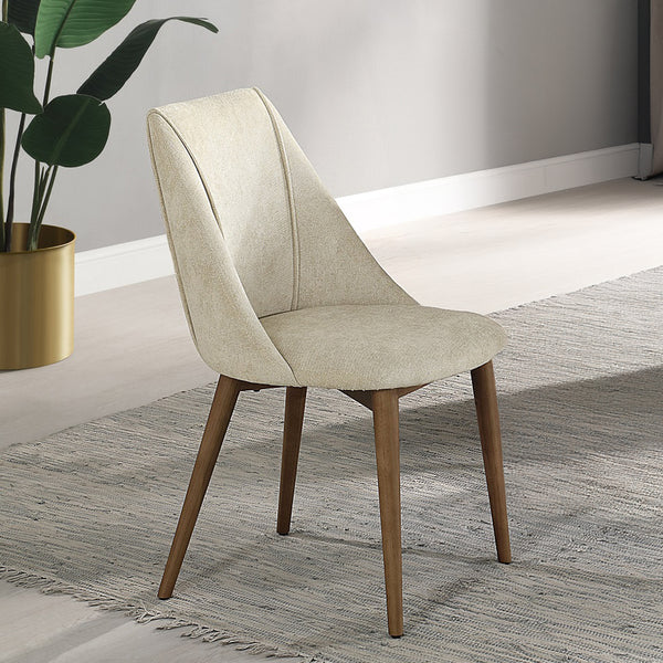 ACME Willene Beige Polished Microfiber & Dark oak Side Chair (Set-2) Model DN03146