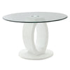 ACME Larry Glass Top White High Gloss Round Dining Table Model DN03175