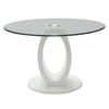 ACME Larry Glass Top White High Gloss Round Dining Table Model DN03175