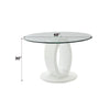 ACME Larry Glass Top White High Gloss Round Dining Table Model DN03175