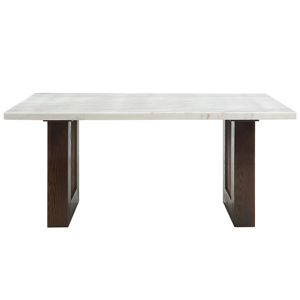 ACME Edwyn White Natural Marble Top & Espresso Dining Table with Natural Marble Top Model DN03195