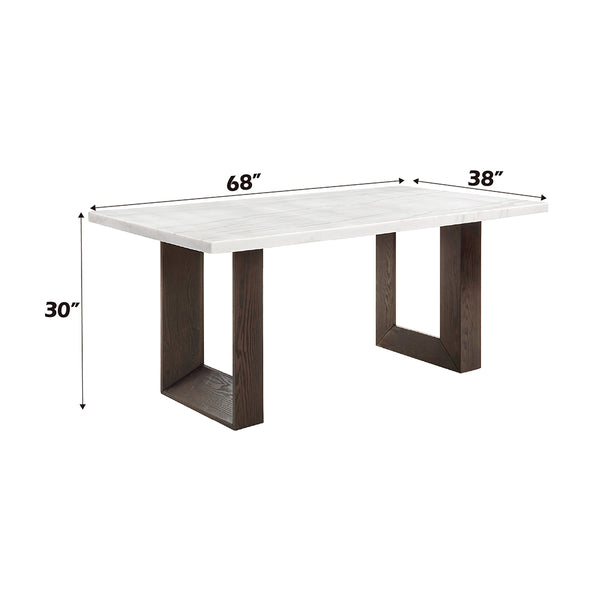 ACME Edwyn White Natural Marble Top & Espresso Dining Table with Natural Marble Top Model DN03195
