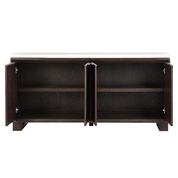 ACME Edwyn Natural Marble Top & Espresso Server with Natural Marble Top Model DN03198