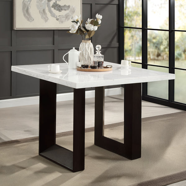 ACME Edwyn White Natural Marble Top & Espresso Counter Height Table Model DN03255
