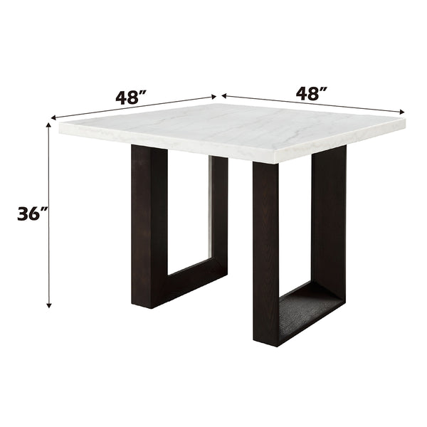 ACME Edwyn White Natural Marble Top & Espresso Counter Height Table Model DN03255