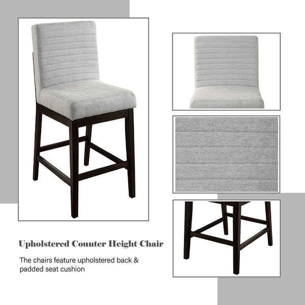 ACME Edwyn Gray Linen & Espresso Counter Height Chair (Set-2) Model DN03256