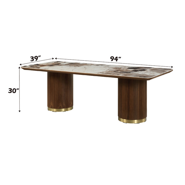 ACME Willene Ceramic Top & Dark Oak Dining Table with Ceramic Top Model DN03305