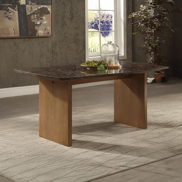 ACME Jaramillo Natural Marble Top & Natural Dining Table Model DN03465