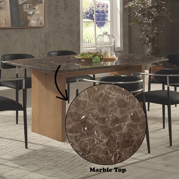 ACME Jaramillo Natural Marble Top & Natural Dining Table Model DN03465