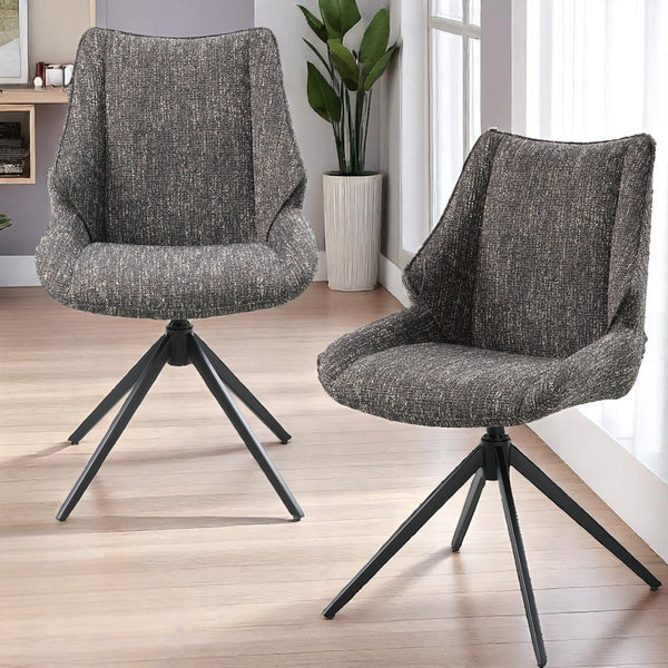 ACME Malika Brown Chenille Side Chair wSwivel (Set-2) Model DN03596