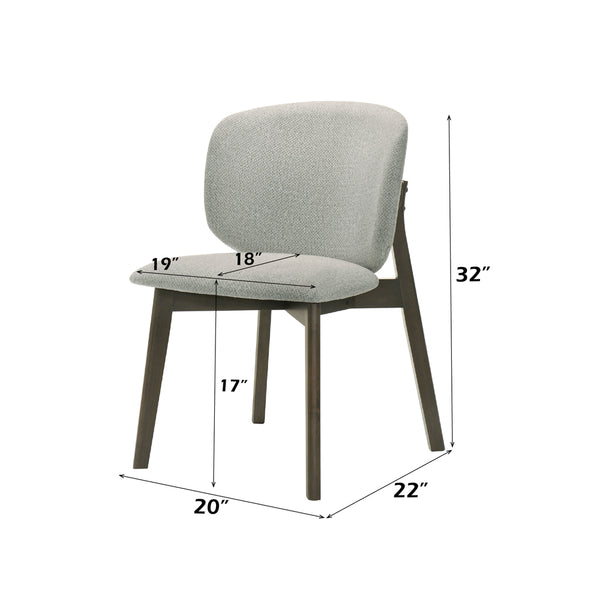 ACME Mallin Gray Chenille & Walnut Side Chair (Set-2) Model DN03656