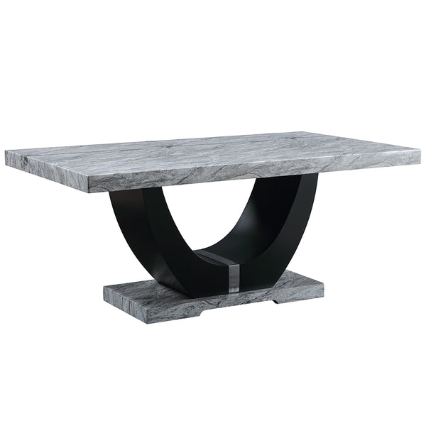 ACME Caralin Engineered Stone & Black Dining Table Model DN03705