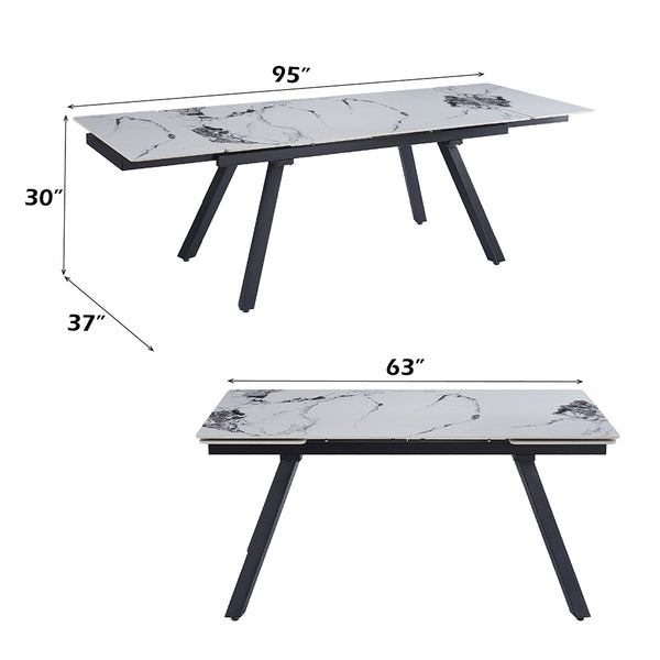 ACME Damita Ceramic Top & Black Dining Table Model DN03735