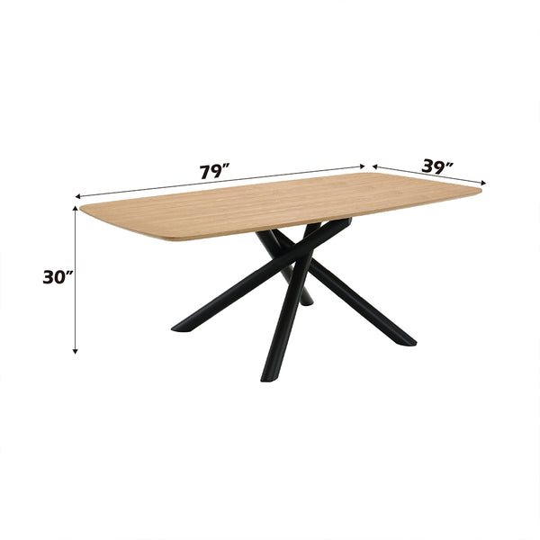 ACME Lawton Natural & Black Dining Table Model DN03765