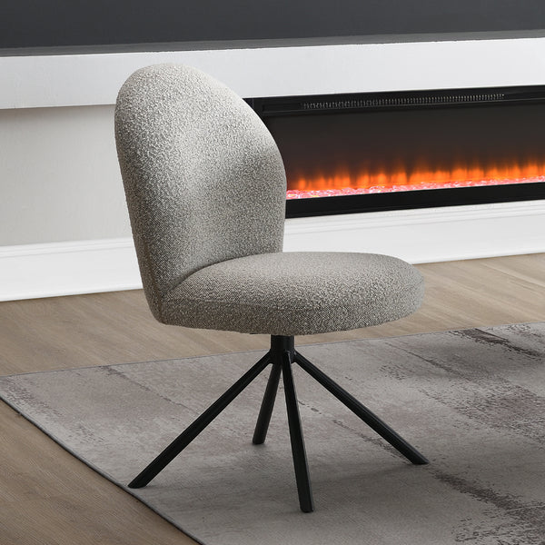 ACME Lawton Gray Boucle & Black Side Chair with Swivel (Set-2) Model DN03766