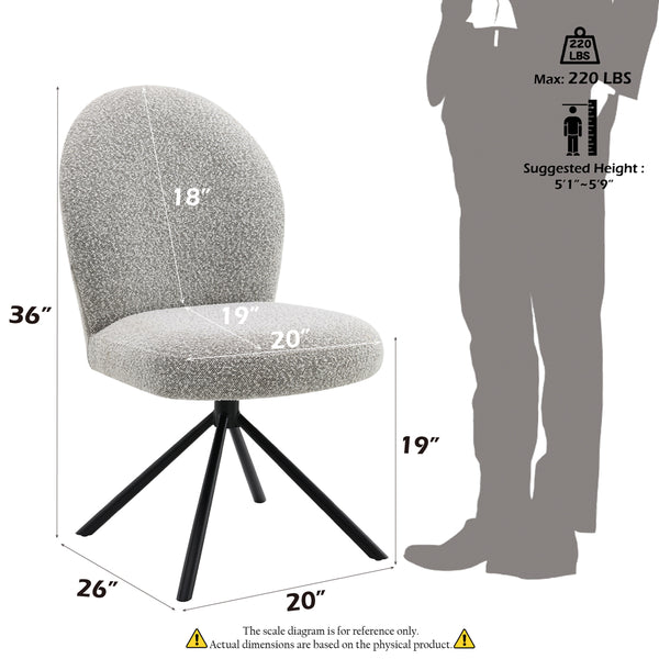ACME Lawton Gray Boucle & Black Side Chair with Swivel (Set-2) Model DN03766