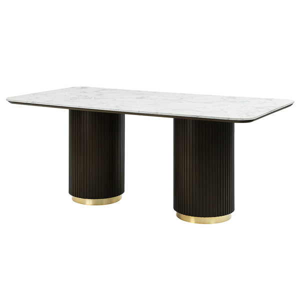 ACME Clayten Engineering Marble Top & Espresso Dining Table with Marble Top Model DN03940