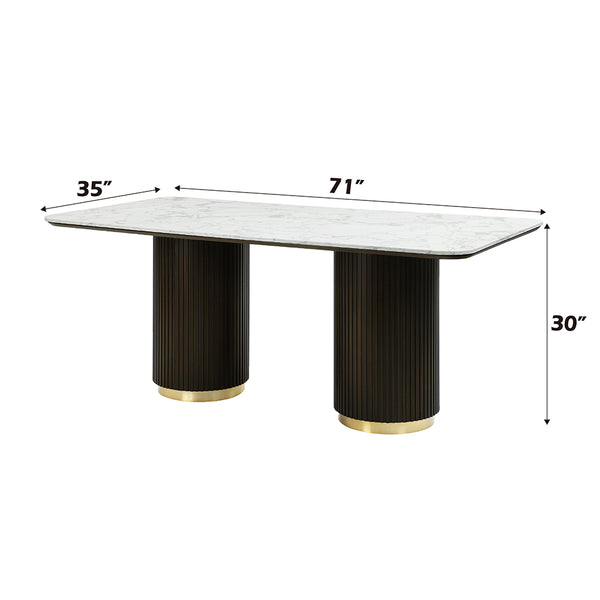 ACME Clayten Engineering Marble Top & Espresso Dining Table with Marble Top Model DN03940