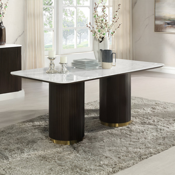 ACME Clayten Engineering Marble Top & Espresso Dining Table with Marble Top Model DN03940