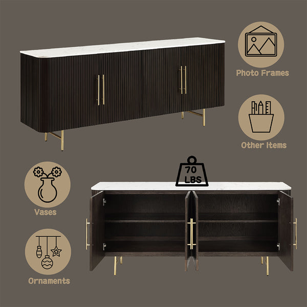 ACME Clayten White Engineering Marble Top & Espresso Server Model DN03943