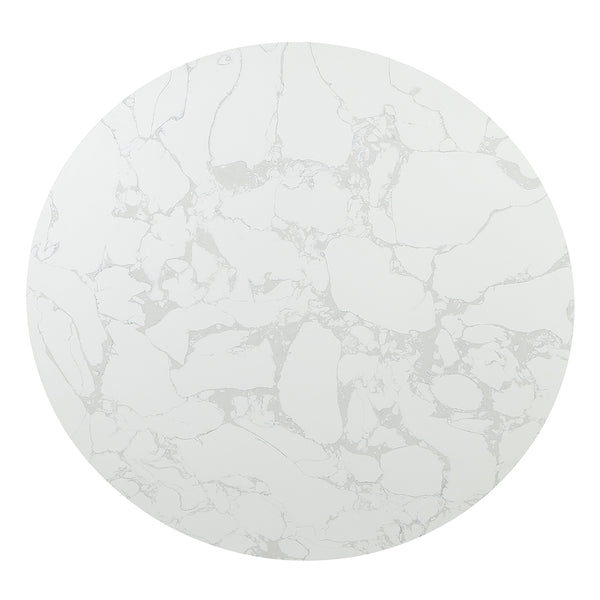 ACME Clayten White Engineering Marble Top & Espresso Round Dining Table with Marble Model DN03950