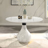 ACME Koen Engineering Marble Top White & Black Round Dining Table Model DN04055