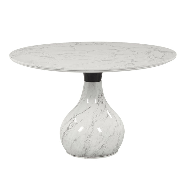 ACME Koen Engineering Marble Top White & Black Round Dining Table Model DN04055