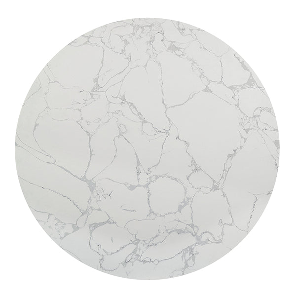 ACME Koen Engineering Marble Top White & Black Round Dining Table Model DN04055