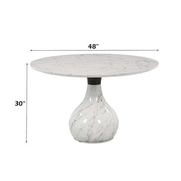 ACME Koen Engineering Marble Top White & Black Round Dining Table Model DN04055