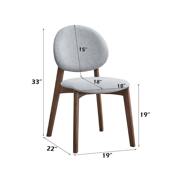 ACME Hadasa Light Gray Linen & Walnut Side Chair (Set-2) Model DN04166