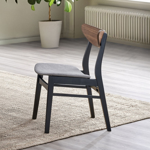 ACME Rebi Gray Linen Walnut & Black Side Chair (Set-2) Model DN04181