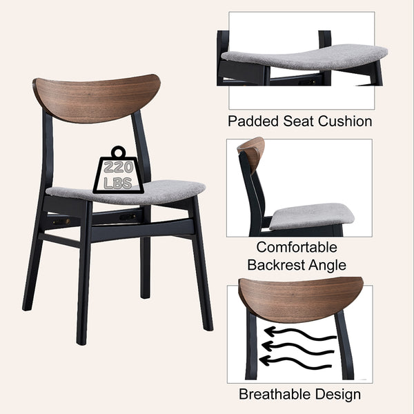 ACME Rebi Gray Linen Walnut & Black Side Chair (Set-2) Model DN04181