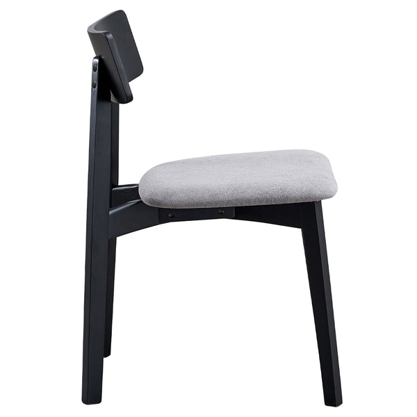 ACME Real Gray Linen & Black Side Chair (Set-2) Model DN04186