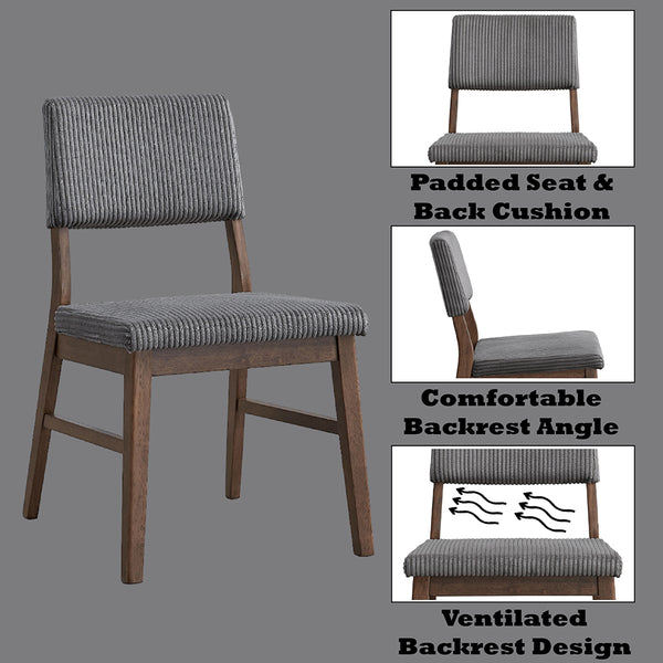 ACME Seda Gray Corduroy & Walnut Side Chair (Set-2) Model DN04192