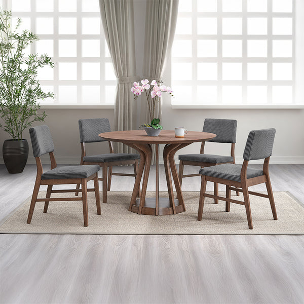 ACME Seda Gray Corduroy & Walnut Side Chair (Set-2) Model DN04192