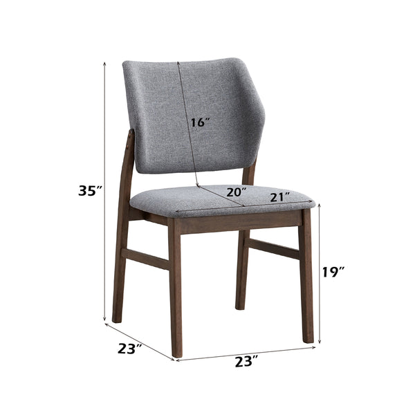 ACME Sarha Light Gray Linen & Walnut Side Chair (Set-2) Model DN04196