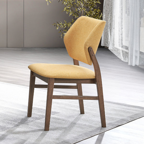 ACME Sarha Yellow Linen & Walnut Side Chair (Set-2) Model DN04197