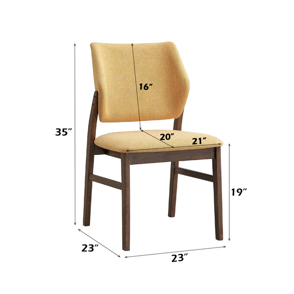ACME Sarha Yellow Linen & Walnut Side Chair (Set-2) Model DN04197