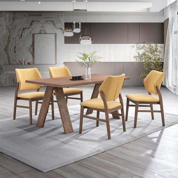 ACME Sarha Yellow Linen & Walnut Side Chair (Set-2) Model DN04197