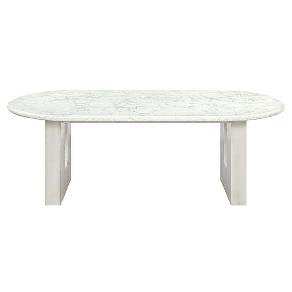ACME Zayn White Natural Marble Top & White Dining Table Model DN04205