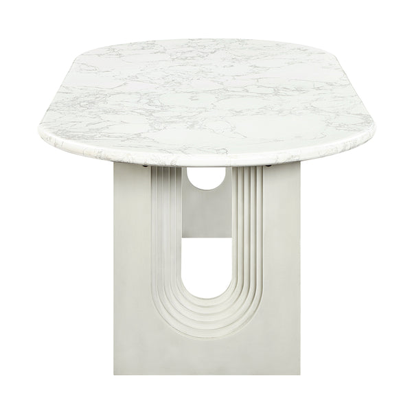 ACME Zayn White Natural Marble Top & White Dining Table Model DN04205
