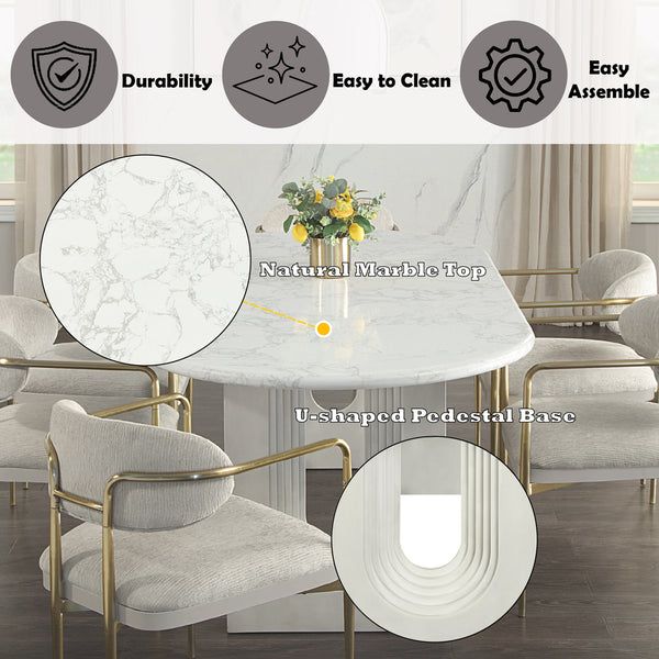 ACME Zayn White Natural Marble Top & White Dining Table Model DN04205