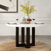 ACME Edwyn White Natural Marble Top & Espresso Round Dining Table Model DN05205