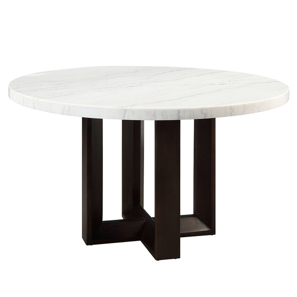ACME Edwyn White Natural Marble Top & Espresso Round Dining Table Model DN05205