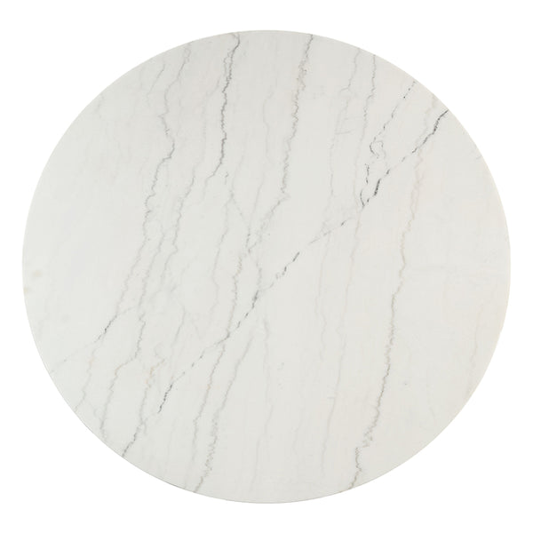 ACME Edwyn White Natural Marble Top & Espresso Round Dining Table Model DN05205