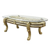 ACME Desiderius Antique Gold & Hand Paint Brown Dining Table Model DN60000