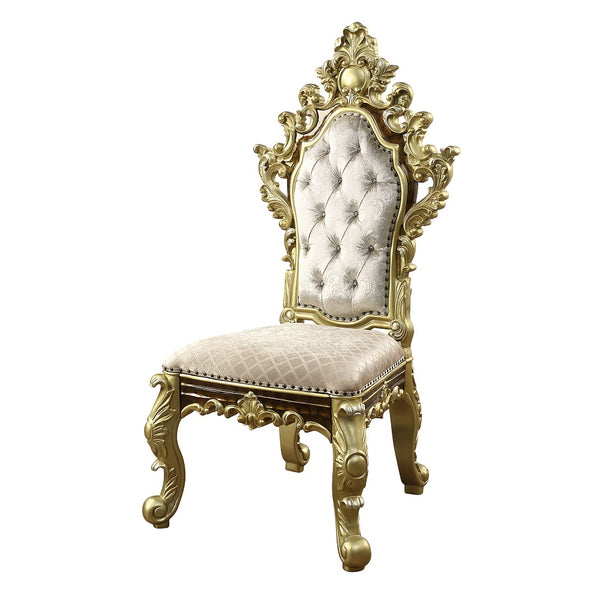 ACME Desiderius Beige Fabric Antique Gold & Hand Paint Brown Side Chair (Set-2) Model DN60001