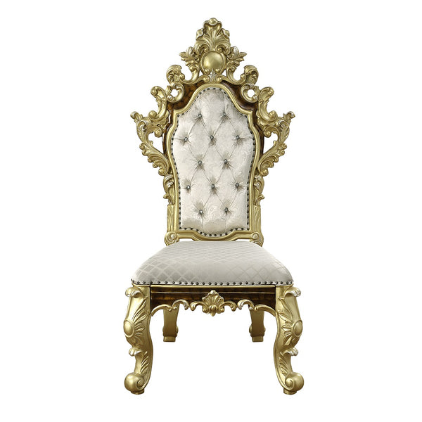 ACME Desiderius Beige Fabric Antique Gold & Hand Paint Brown Side Chair (Set-2) Model DN60001